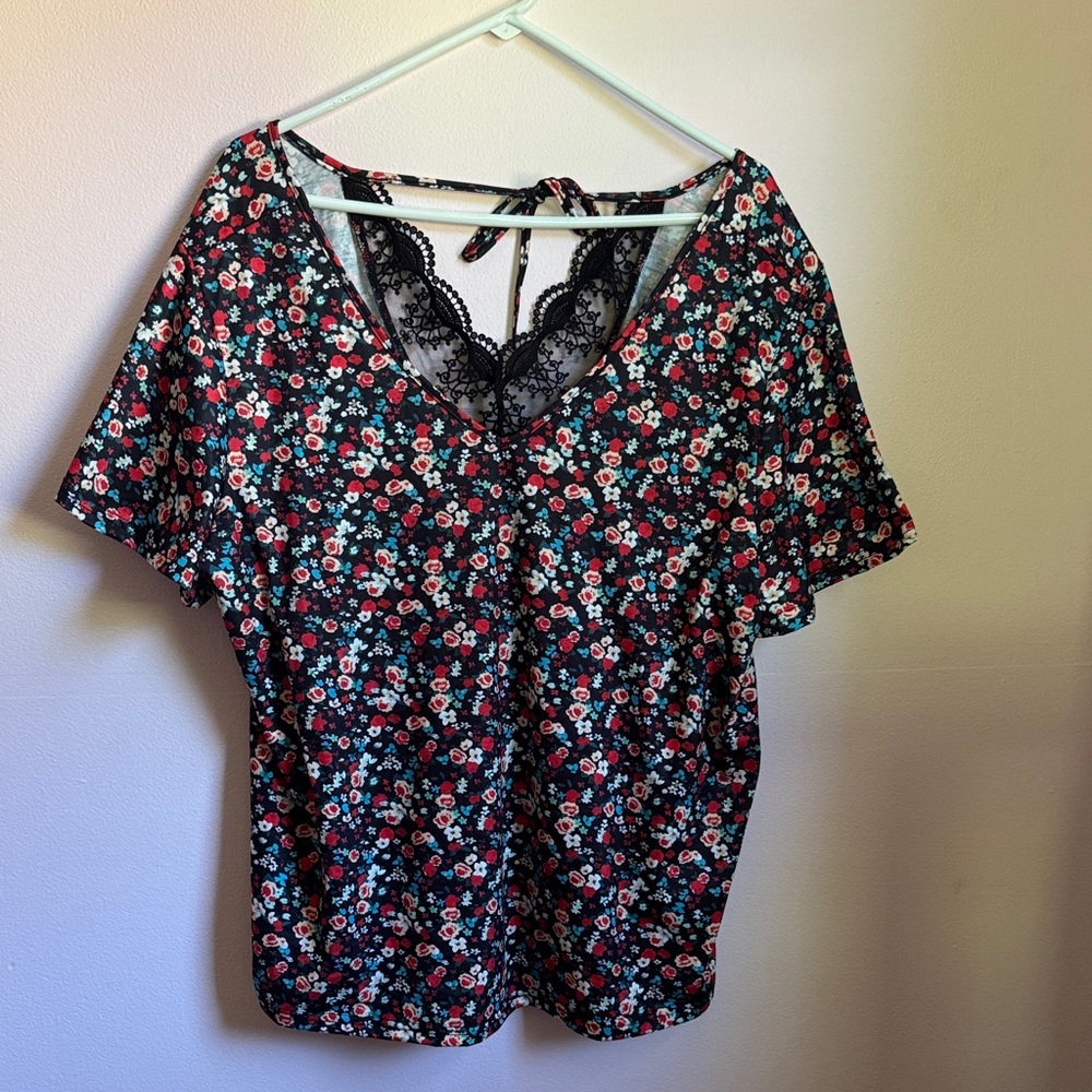 Floral Lace-Trimmed Women's Top